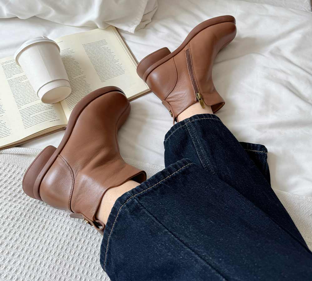 EVERAU® Women Leather Zipper Ankle Boots Chapple