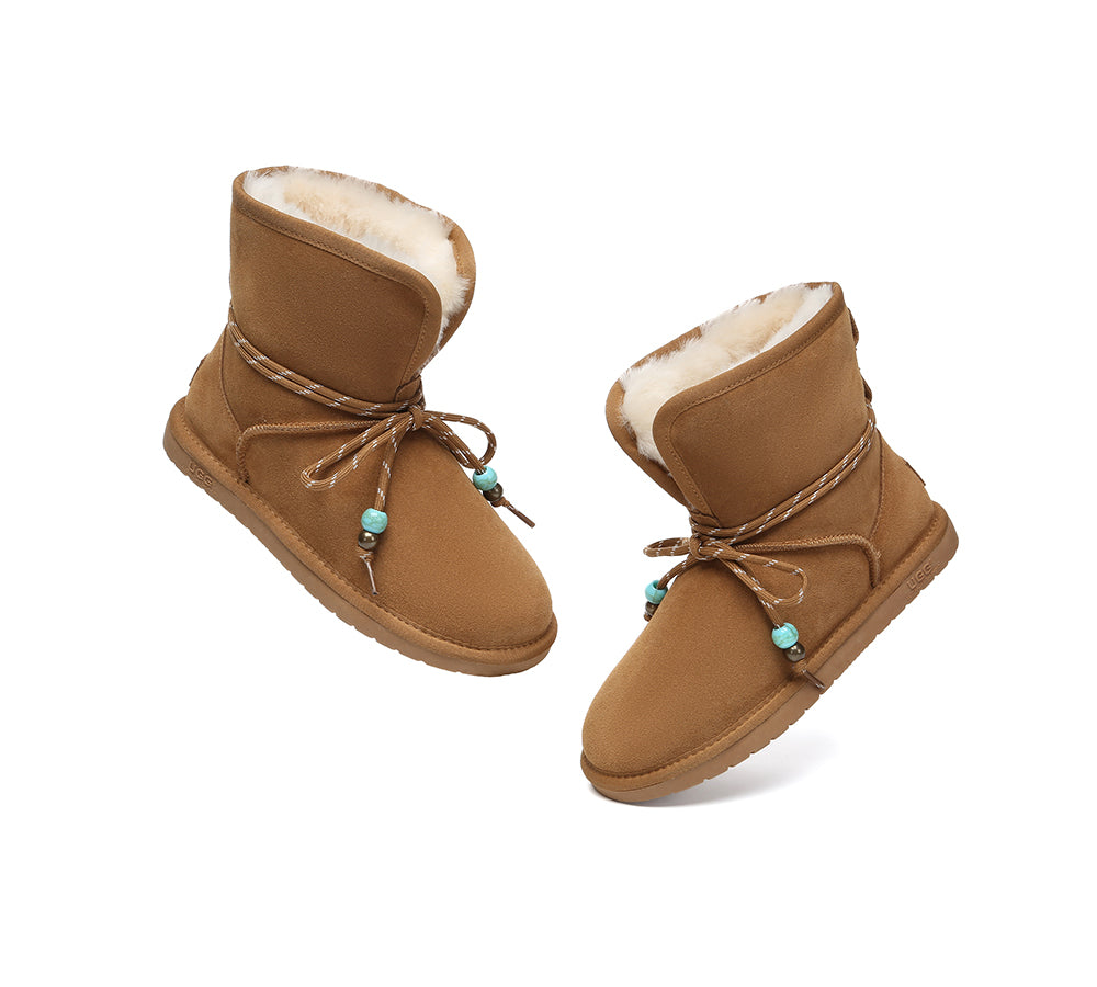 AUSTRALIAN SHEPHERD® 2-Way Style UGG Women Sheepskin Wool Lace Up Fashion Boots Carlos
