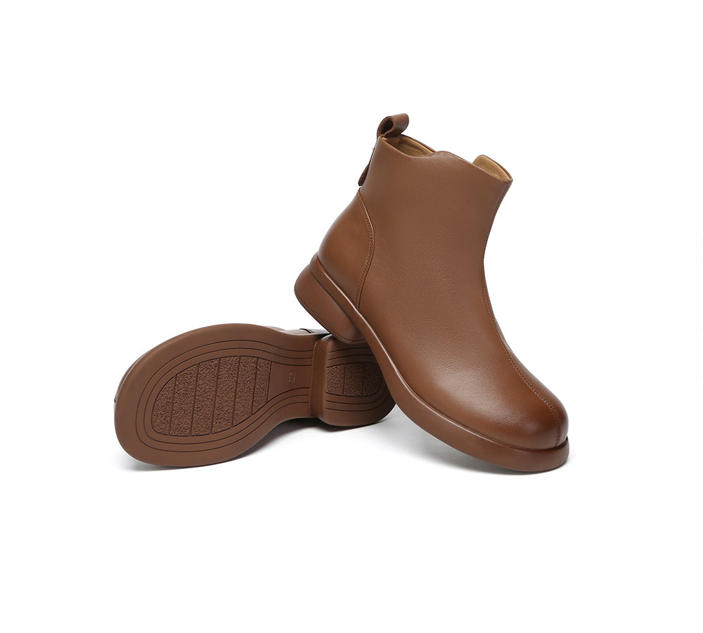 EVERAU® Women Leather Zipper Ankle Boots Chapple