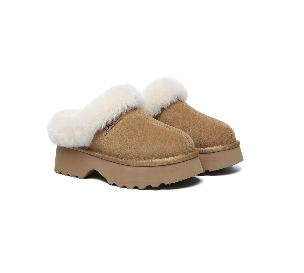 AUSTRALIAN SHEPHERD® UGG Slippers Sheepskin Wool Ankle Chunky Platform Murray