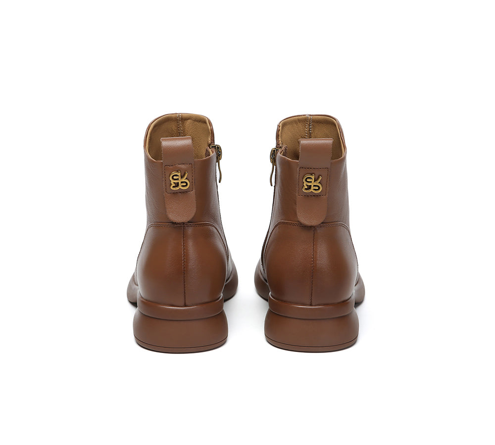 EVERAU® Women Leather Zipper Ankle Boots Chapple