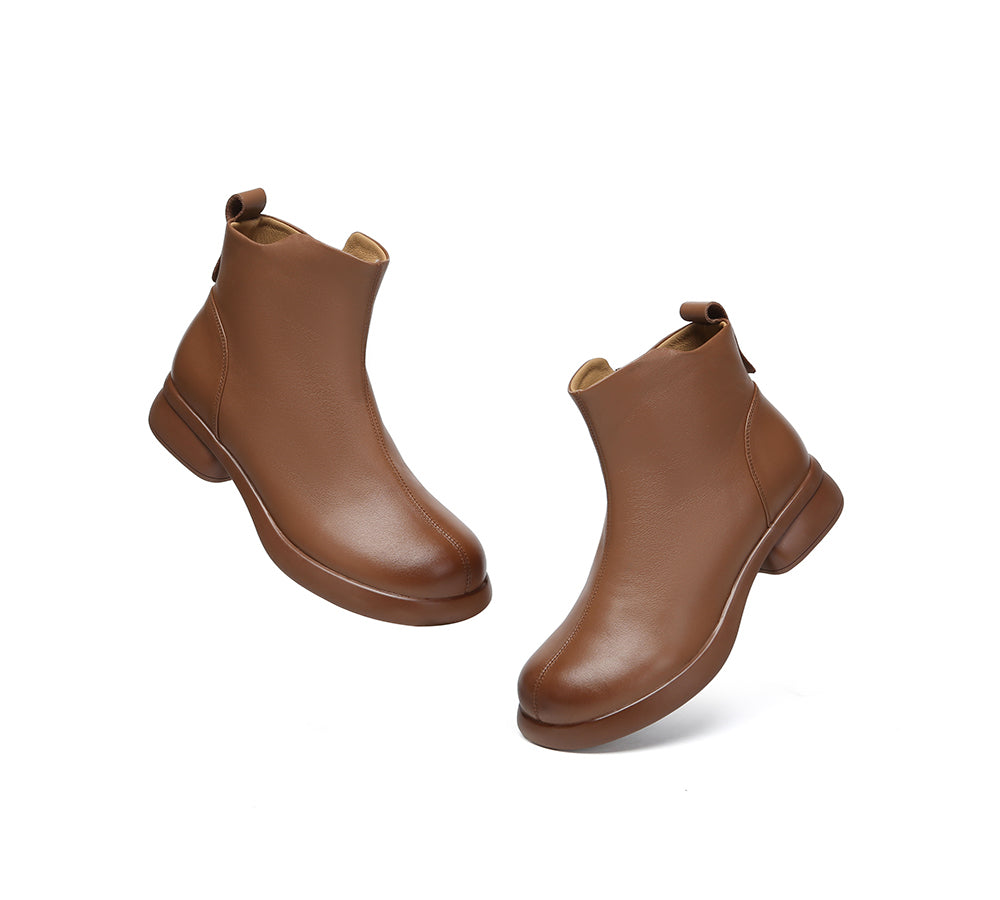EVERAU® Women Leather Zipper Ankle Boots Chapple