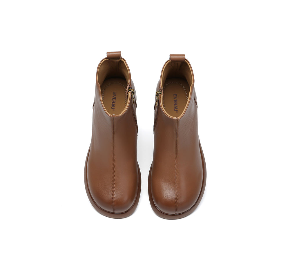 EVERAU® Women Leather Zipper Ankle Boots Chapple