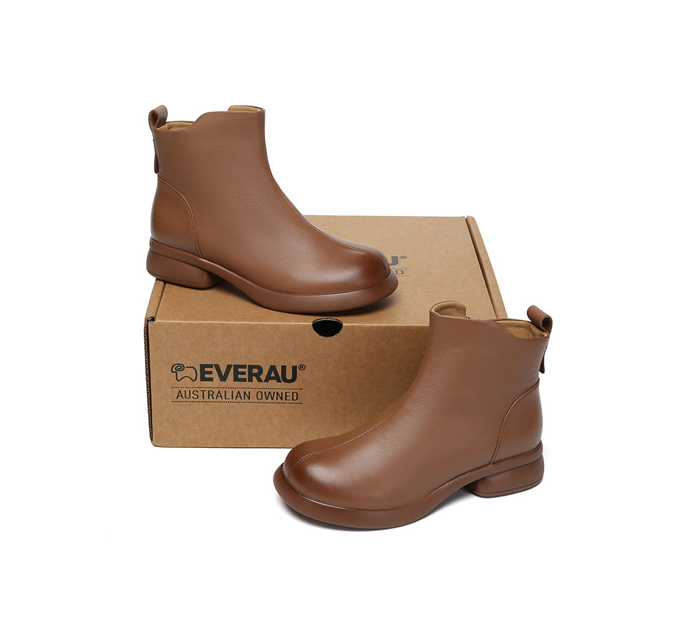 EVERAU® Women Leather Zipper Ankle Boots Chapple
