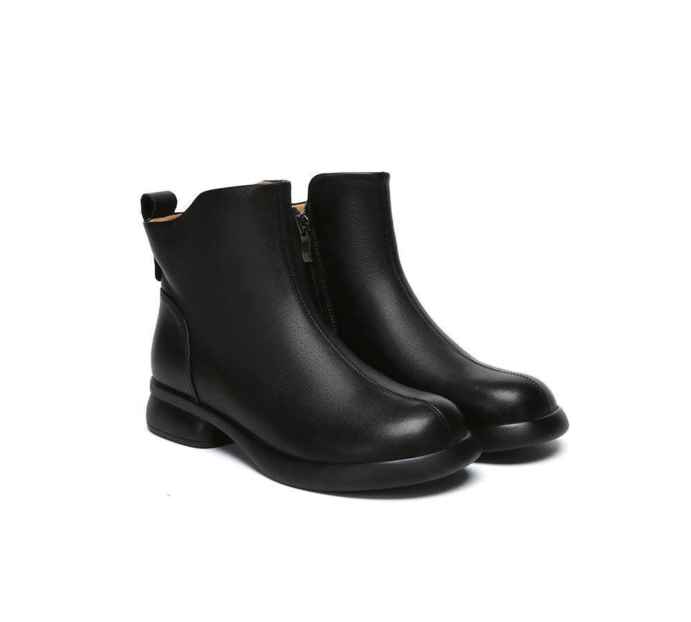 EVERAU® Women Leather Zipper Ankle Boots Chapple