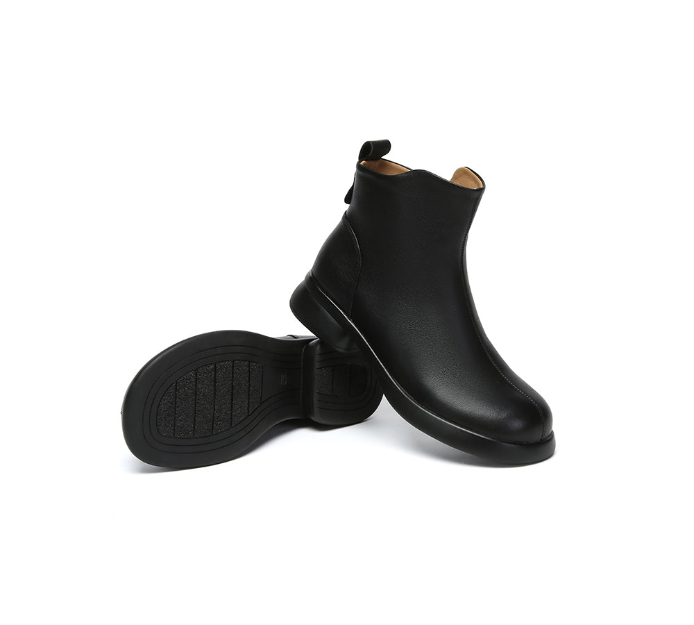 EVERAU® Women Leather Zipper Ankle Boots Chapple