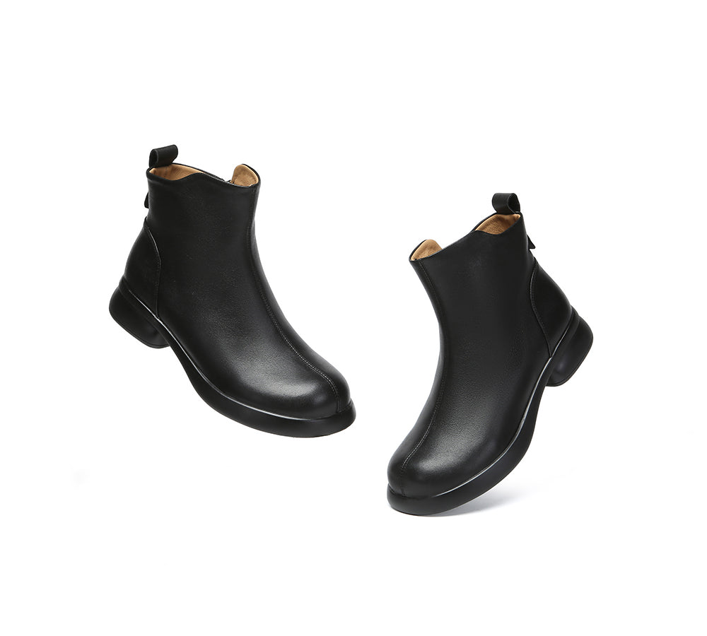EVERAU® Women Leather Zipper Ankle Boots Chapple