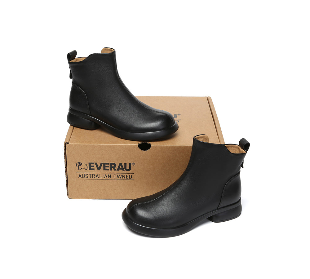 EVERAU® Women Leather Zipper Ankle Boots Chapple