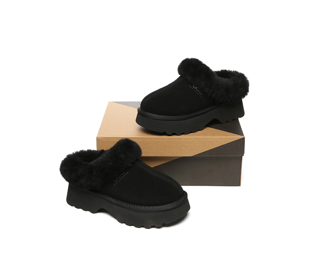 AUSTRALIAN SHEPHERD® UGG Slippers Sheepskin Wool Ankle Chunky Platform Murray