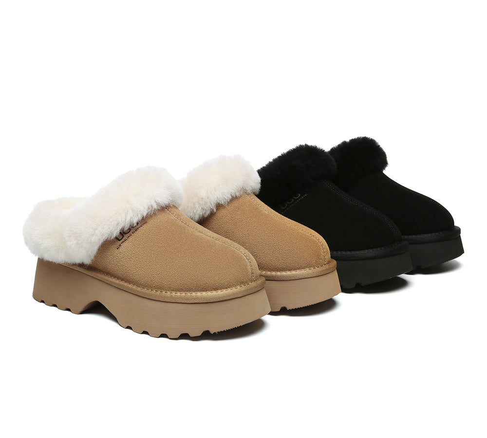 AUSTRALIAN SHEPHERD® UGG Slippers Sheepskin Wool Ankle Chunky Platform Murray