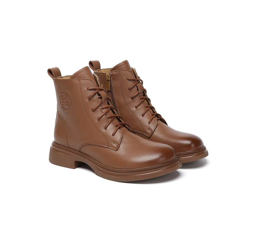 EVERAU® Women Leather Lace Up Ankle Boots Gabriela