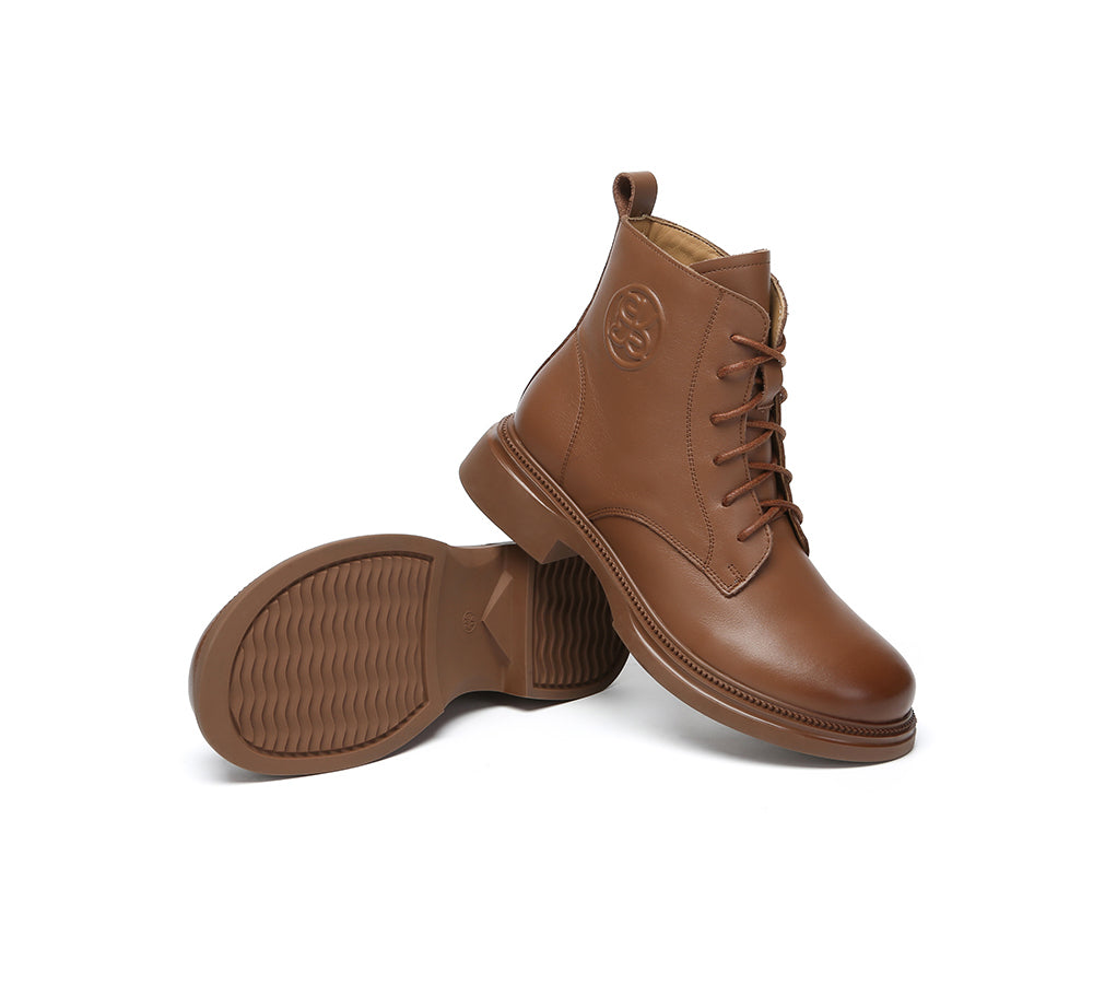EVERAU® Women Leather Lace Up Ankle Boots Gabriela