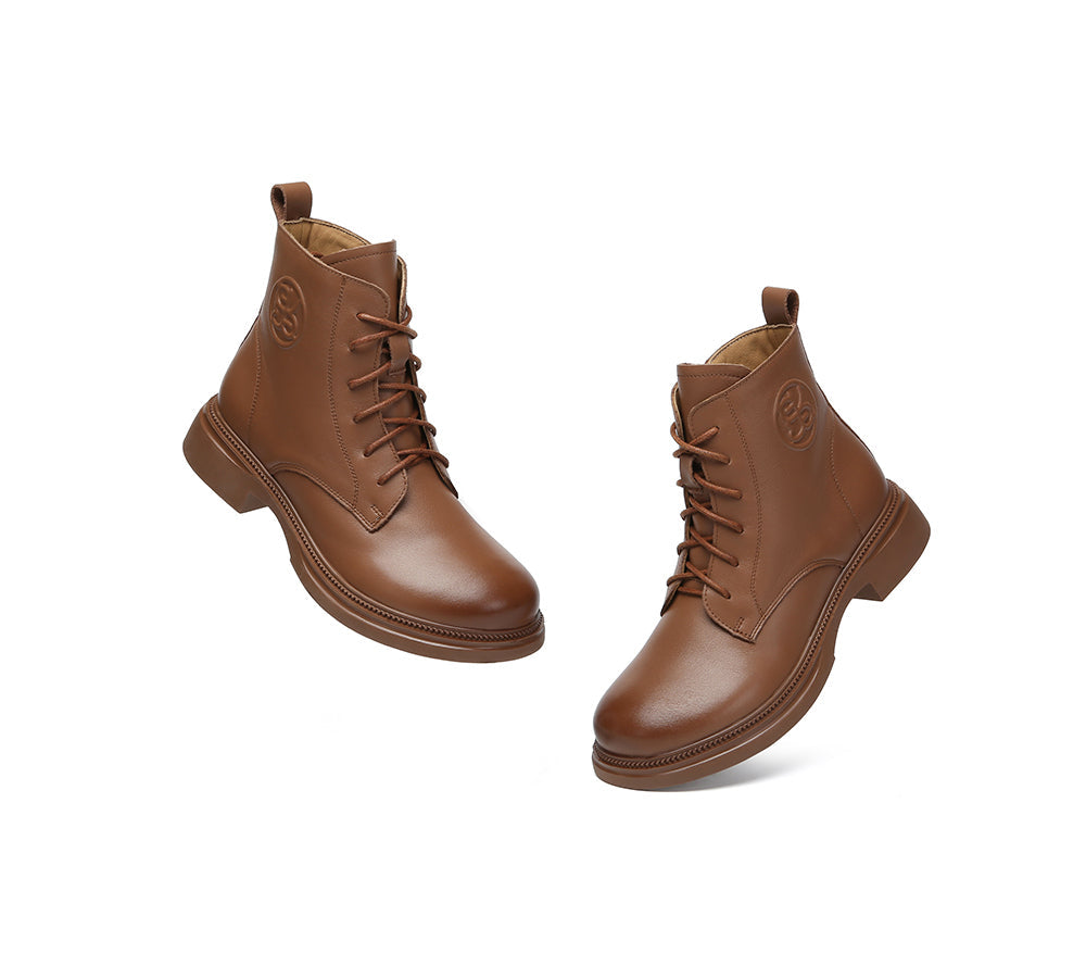EVERAU® Women Leather Lace Up Ankle Boots Gabriela