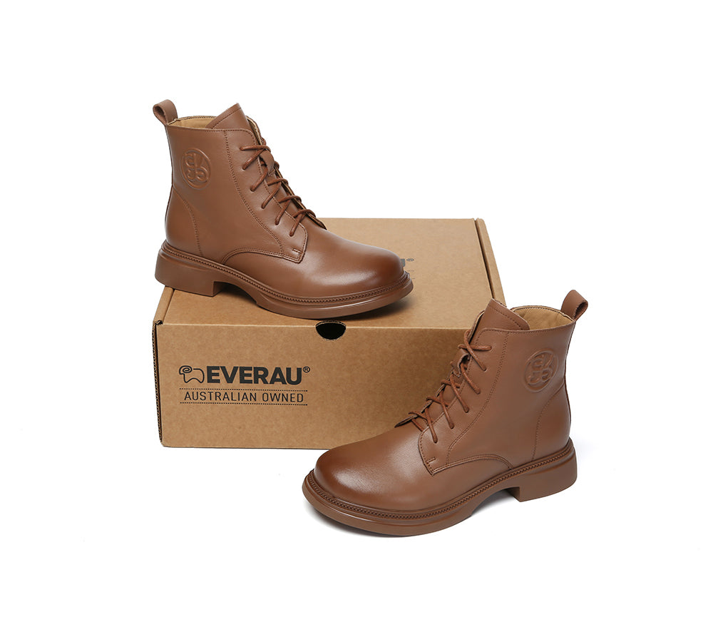 EVERAU® Women Leather Lace Up Ankle Boots Gabriela