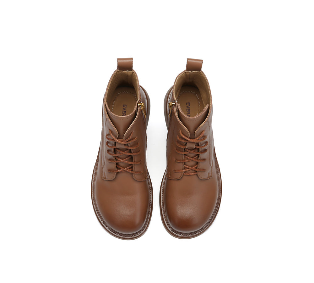 EVERAU® Women Leather Lace Up Ankle Boots Gabriela