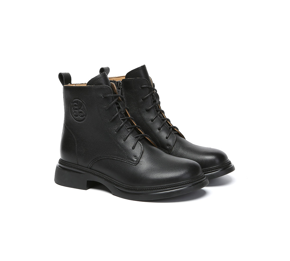 EVERAU® Women Leather Lace Up Ankle Boots Gabriela