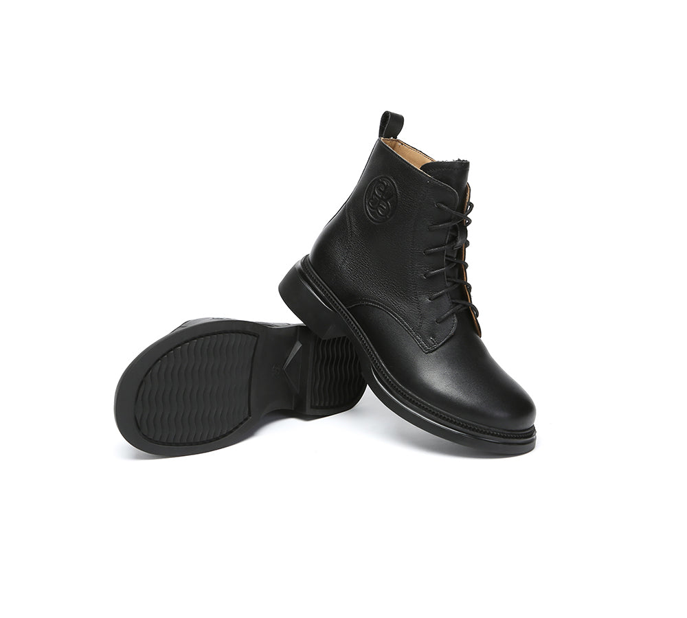 EVERAU® Women Leather Lace Up Ankle Boots Gabriela