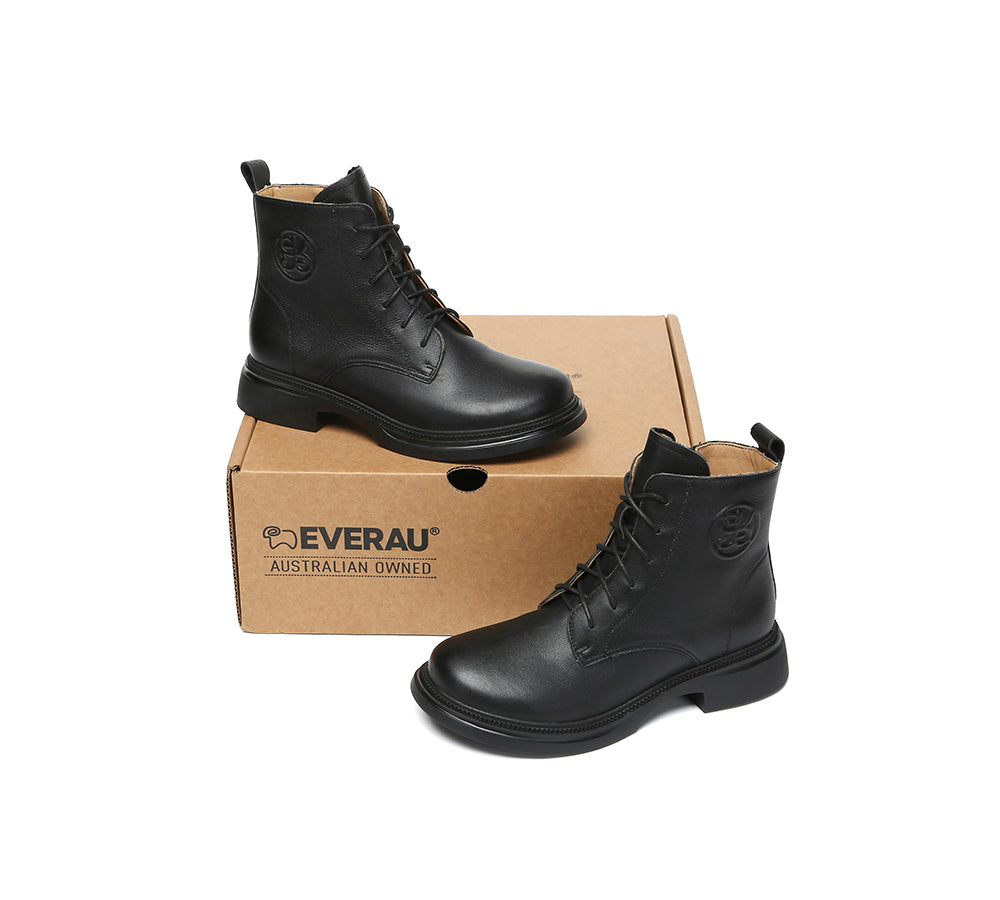 EVERAU® Women Leather Lace Up Ankle Boots Gabriela