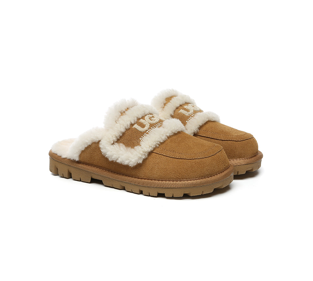 AUSTRALIAN SHEPHERD® UGG Slippers Men Sheepskin Wool Large Size Rilee