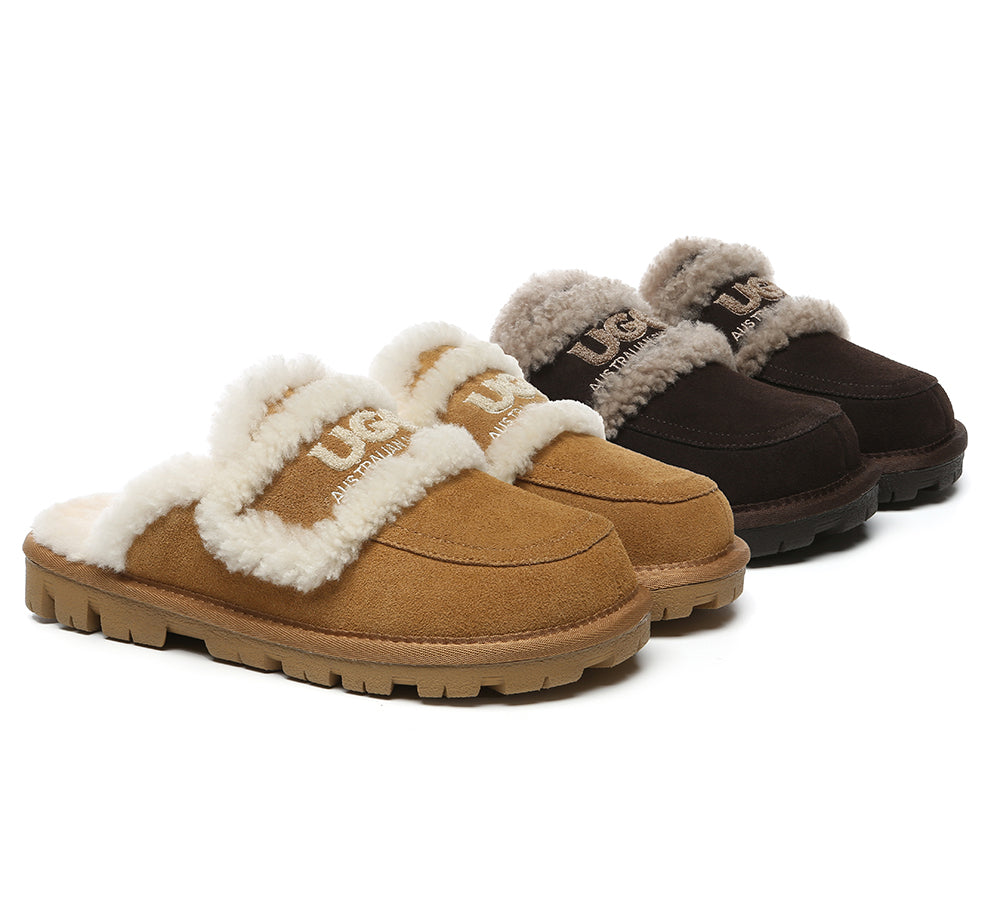AUSTRALIAN SHEPHERD® UGG Slippers Men Sheepskin Wool Large Size Rilee