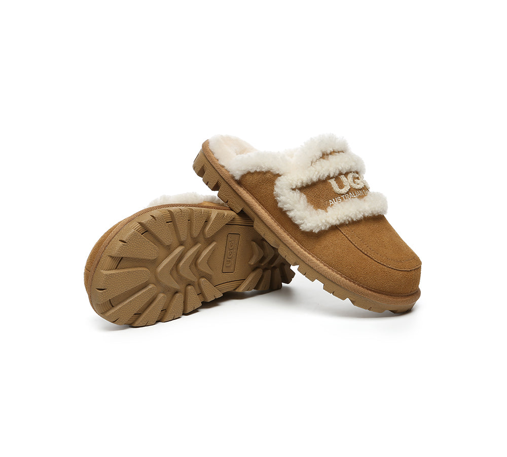 AUSTRALIAN SHEPHERD® UGG Slippers Men Sheepskin Wool Large Size Rilee