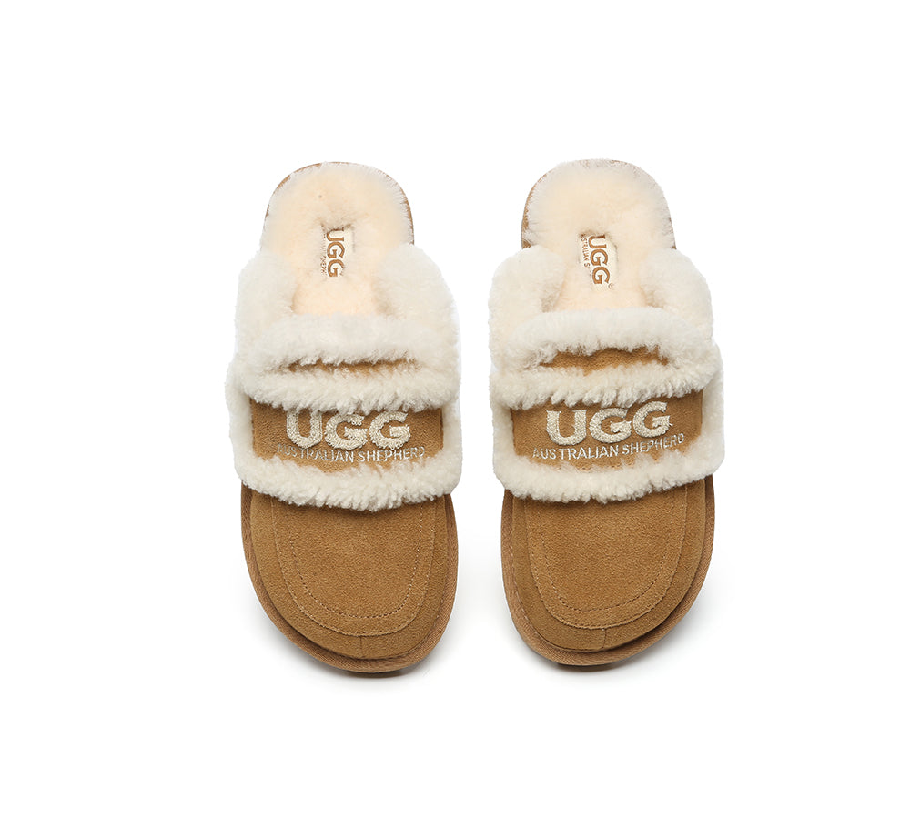 AUSTRALIAN SHEPHERD® UGG Slippers Men Sheepskin Wool Large Size Rilee