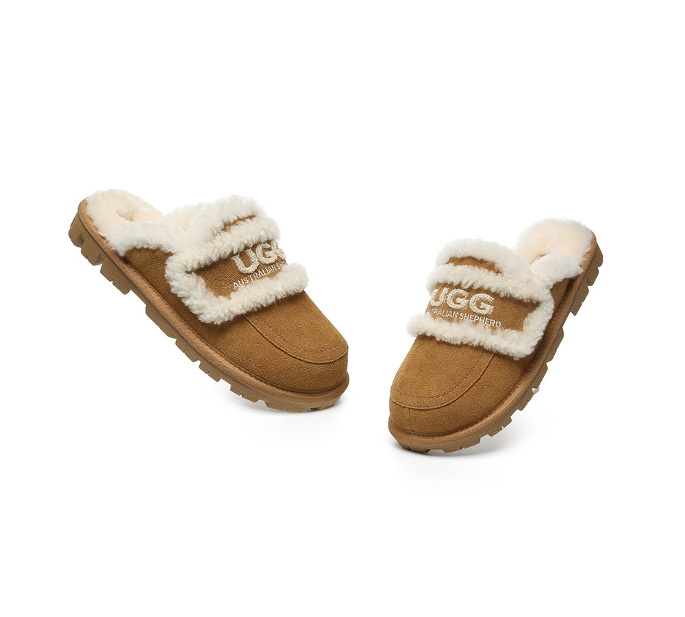 AUSTRALIAN SHEPHERD® UGG Slippers Men Sheepskin Wool Large Size Rilee