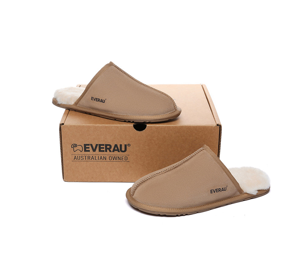 EVERAU® UGG Slippers Men Sheepskin Wool Scuff Bennett