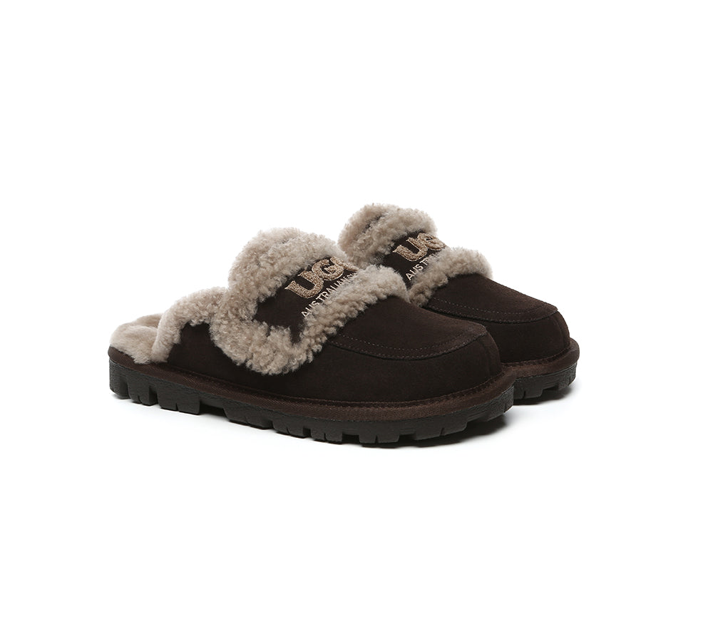 AUSTRALIAN SHEPHERD® UGG Slippers Men Sheepskin Wool Large Size Rilee