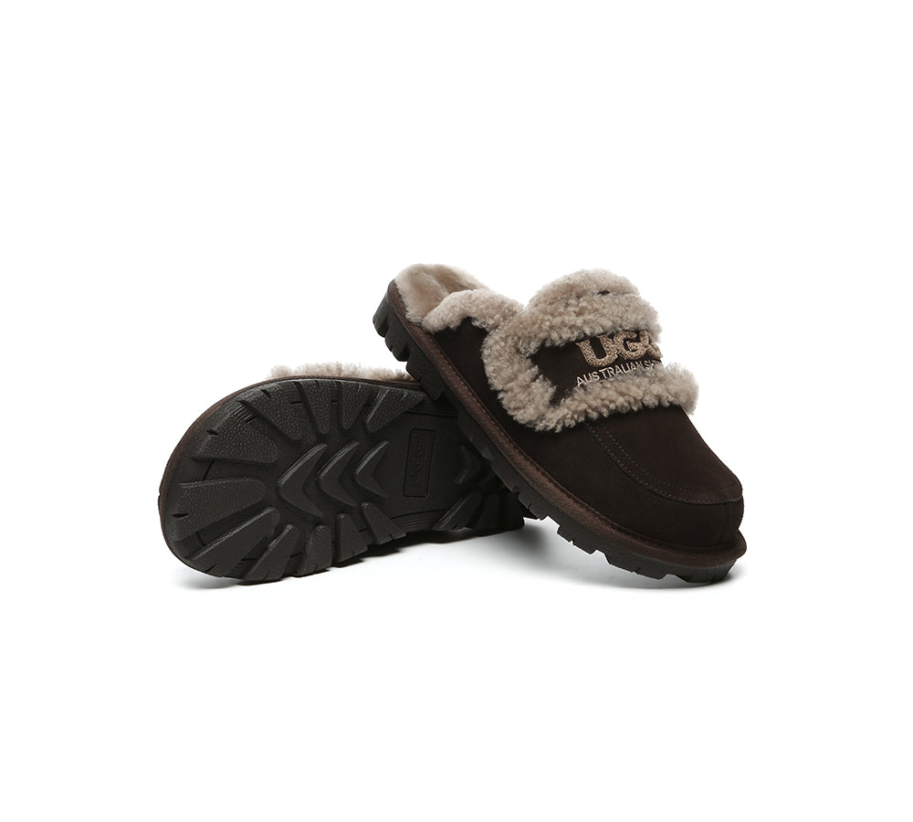 AUSTRALIAN SHEPHERD® UGG Slippers Men Sheepskin Wool Large Size Rilee