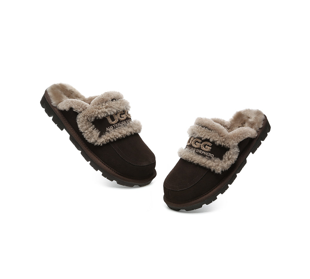 AUSTRALIAN SHEPHERD® UGG Slippers Men Sheepskin Wool Large Size Rilee
