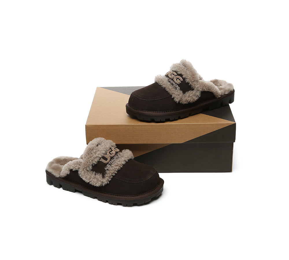 AUSTRALIAN SHEPHERD® UGG Slippers Men Sheepskin Wool Large Size Rilee
