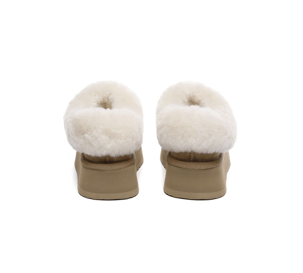 UGG EVERAU® UGG Slippers Women Sheepskin Wool Collar Ankle Platform Gabri