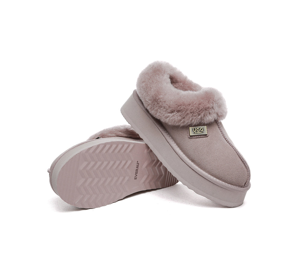 UGG EVERAU® UGG Slippers Women Sheepskin Wool Collar Ankle Platform Gabri