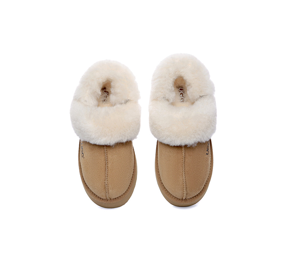 AUSTRALIAN SHEPHERD® UGG Slippers Women Removable Wool Strap Slingback Platform Musa