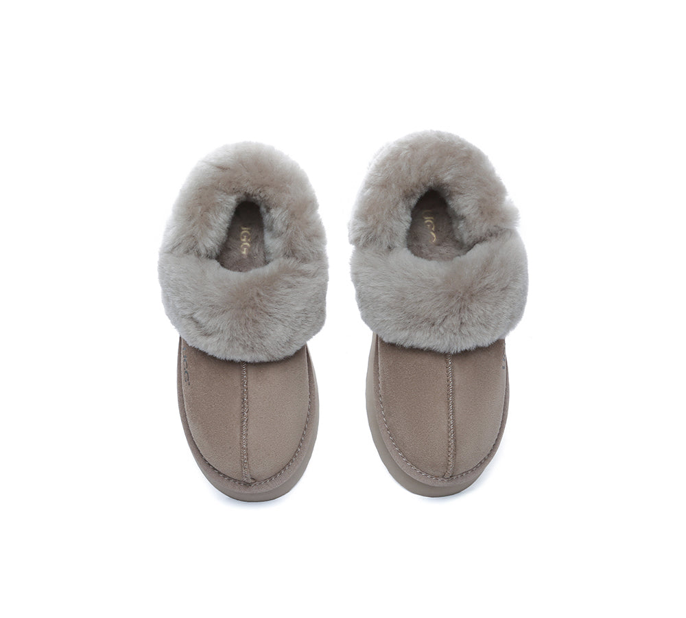 AUSTRALIAN SHEPHERD® UGG Slippers Women Removable Wool Strap Slingback Platform Musa