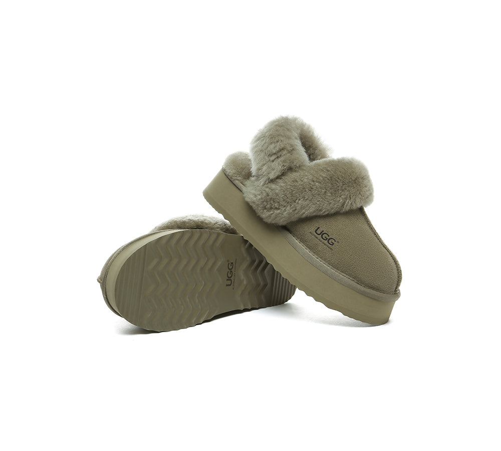 AUSTRALIAN SHEPHERD® UGG Slippers Women Removable Wool Strap Slingback Platform Musa