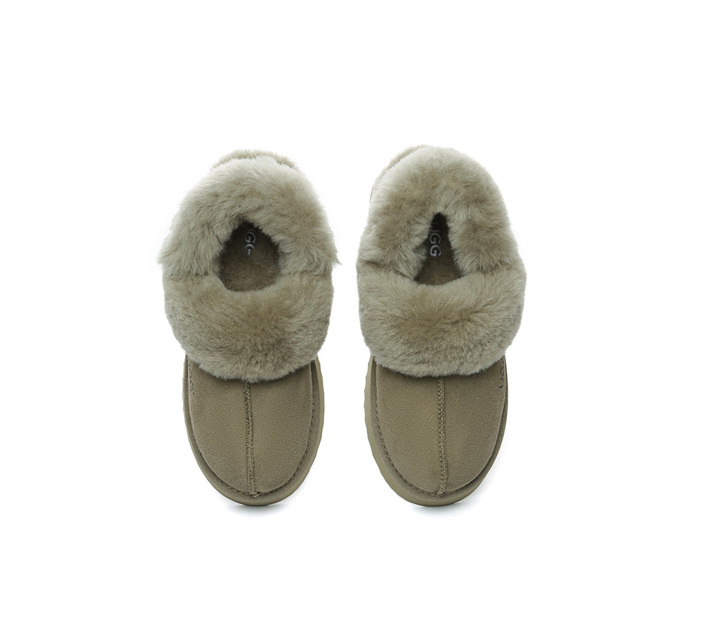 AUSTRALIAN SHEPHERD® UGG Slippers Women Removable Wool Strap Slingback Platform Musa