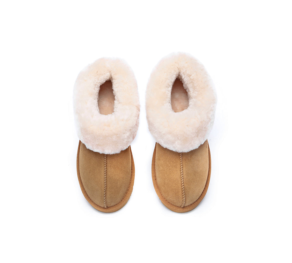 EVERAU® UGG Slippers Sheepskin Wool Suede Ankle Homey