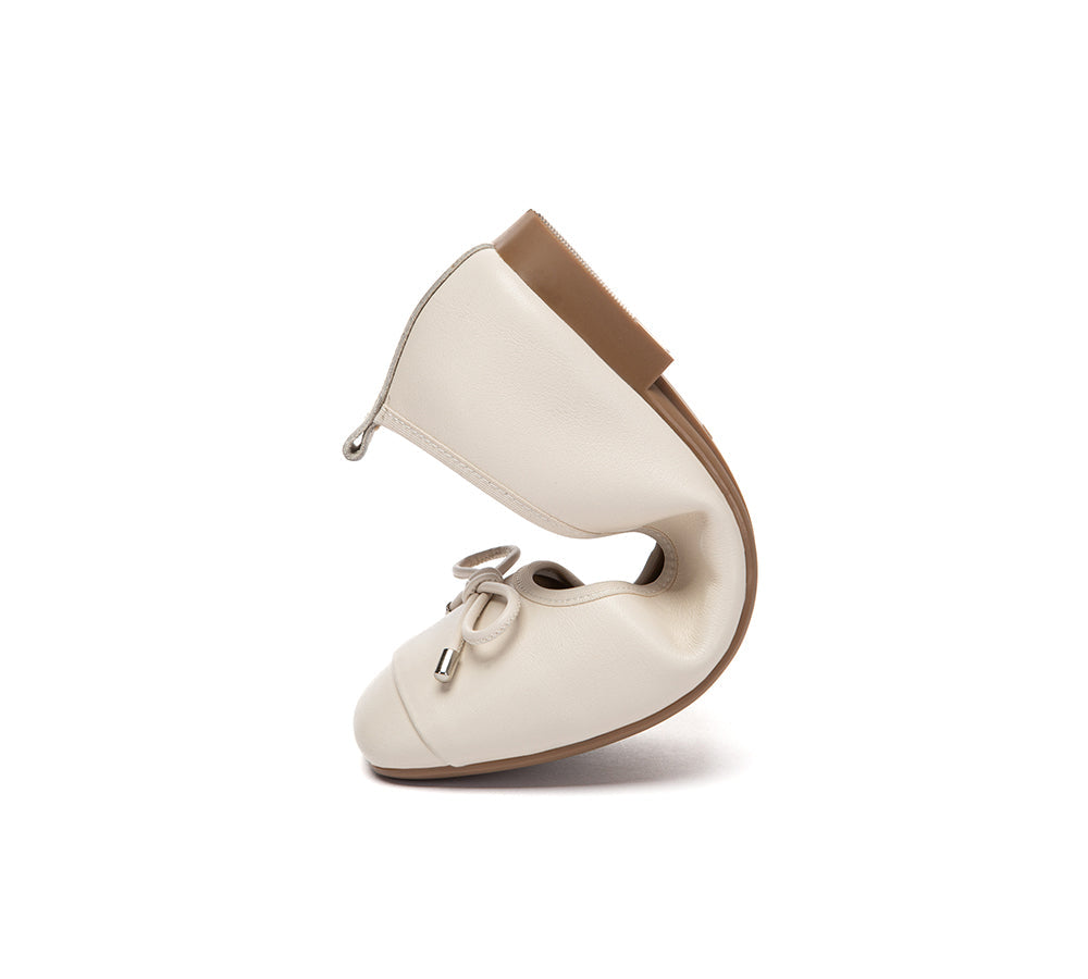 EVERAU® Women Leather Bow Ultra Soft Ballet Flats Suvel EVERAU