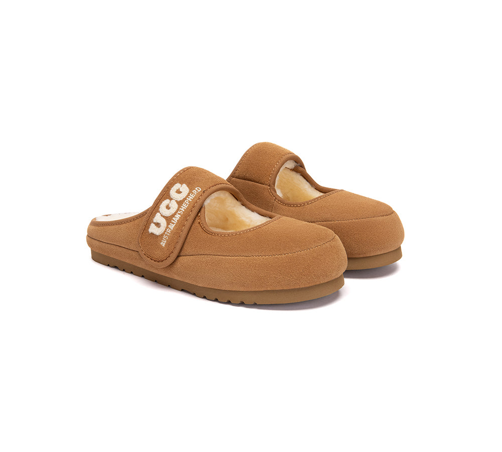 AUSTRALIAN SHEPHERD® UGG Slippers Sheepskin Wool Adjustable Strap Mary Jane Velly