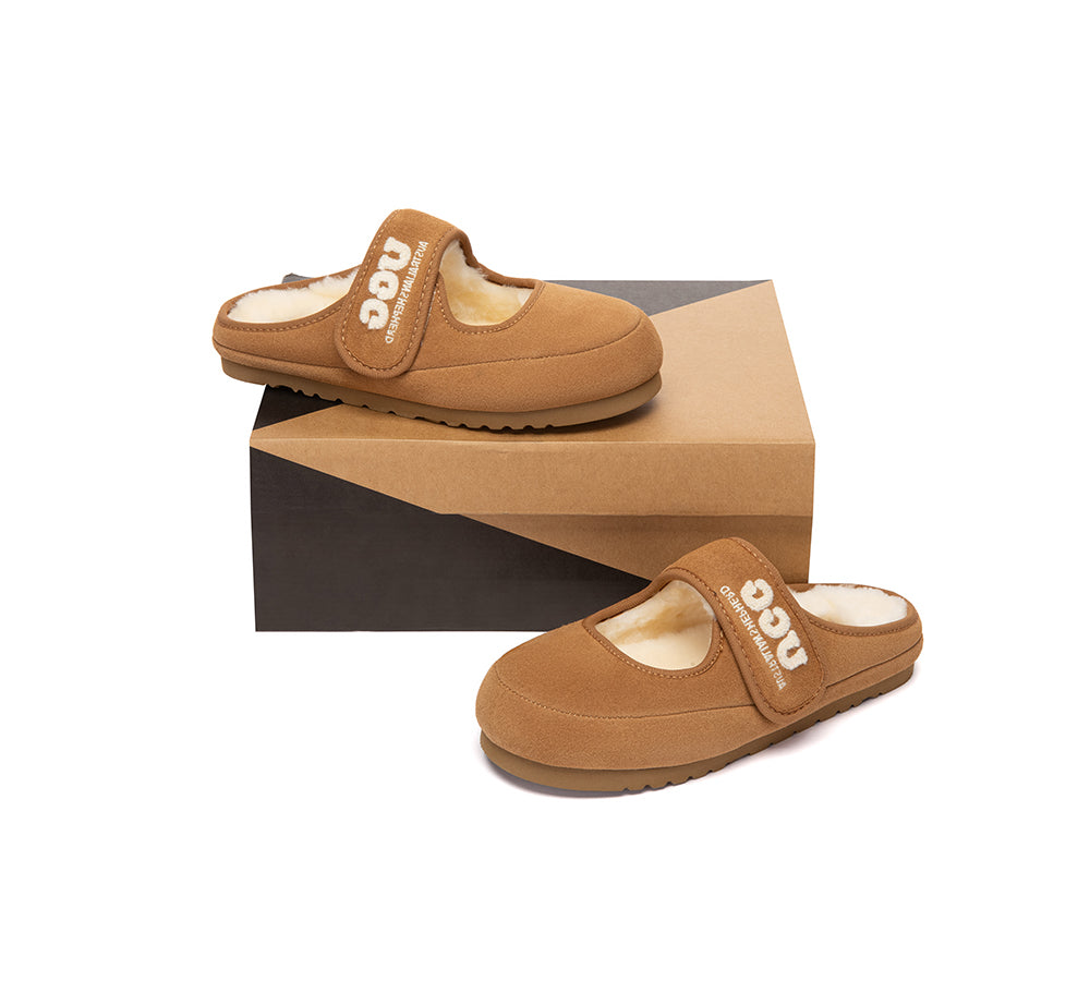 AUSTRALIAN SHEPHERD® UGG Slippers Sheepskin Wool Adjustable Strap Mary Jane Velly