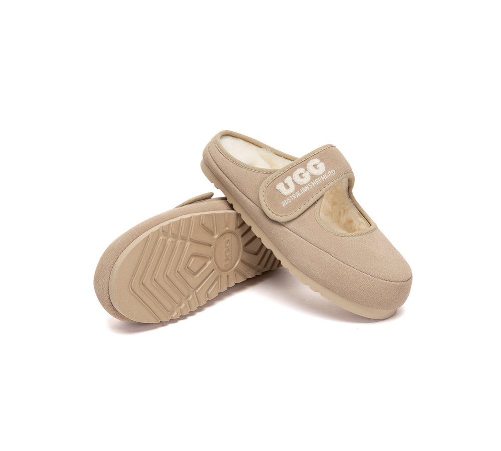 AUSTRALIAN SHEPHERD® UGG Slippers Sheepskin Wool Adjustable Strap Mary Jane Velly