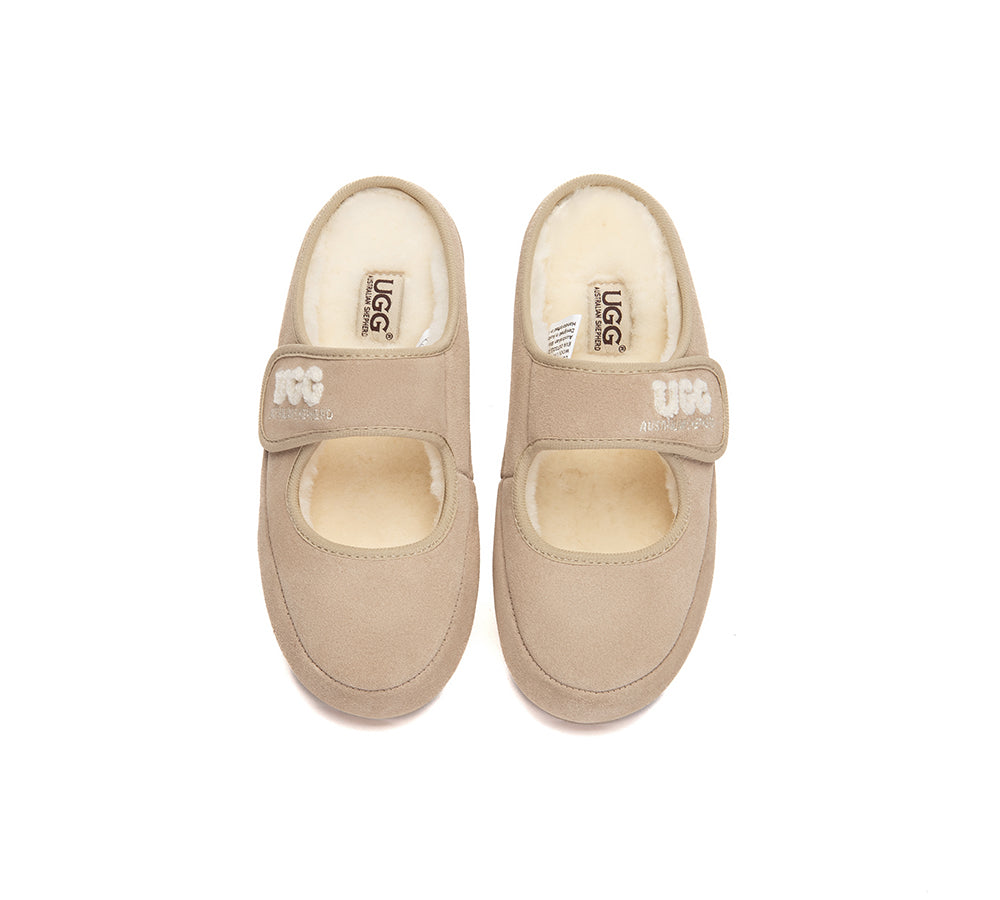 AUSTRALIAN SHEPHERD® UGG Slippers Sheepskin Wool Adjustable Strap Mary Jane Velly