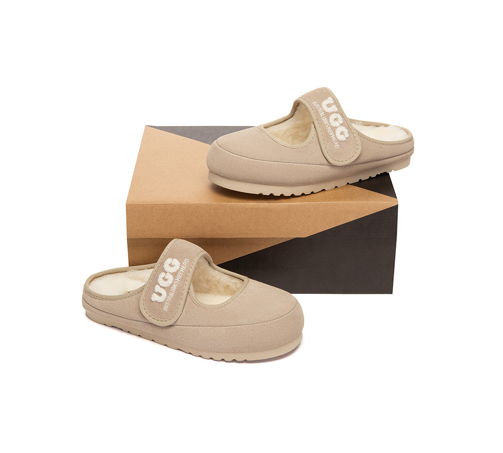 AUSTRALIAN SHEPHERD® UGG Slippers Sheepskin Wool Adjustable Strap Mary Jane Velly