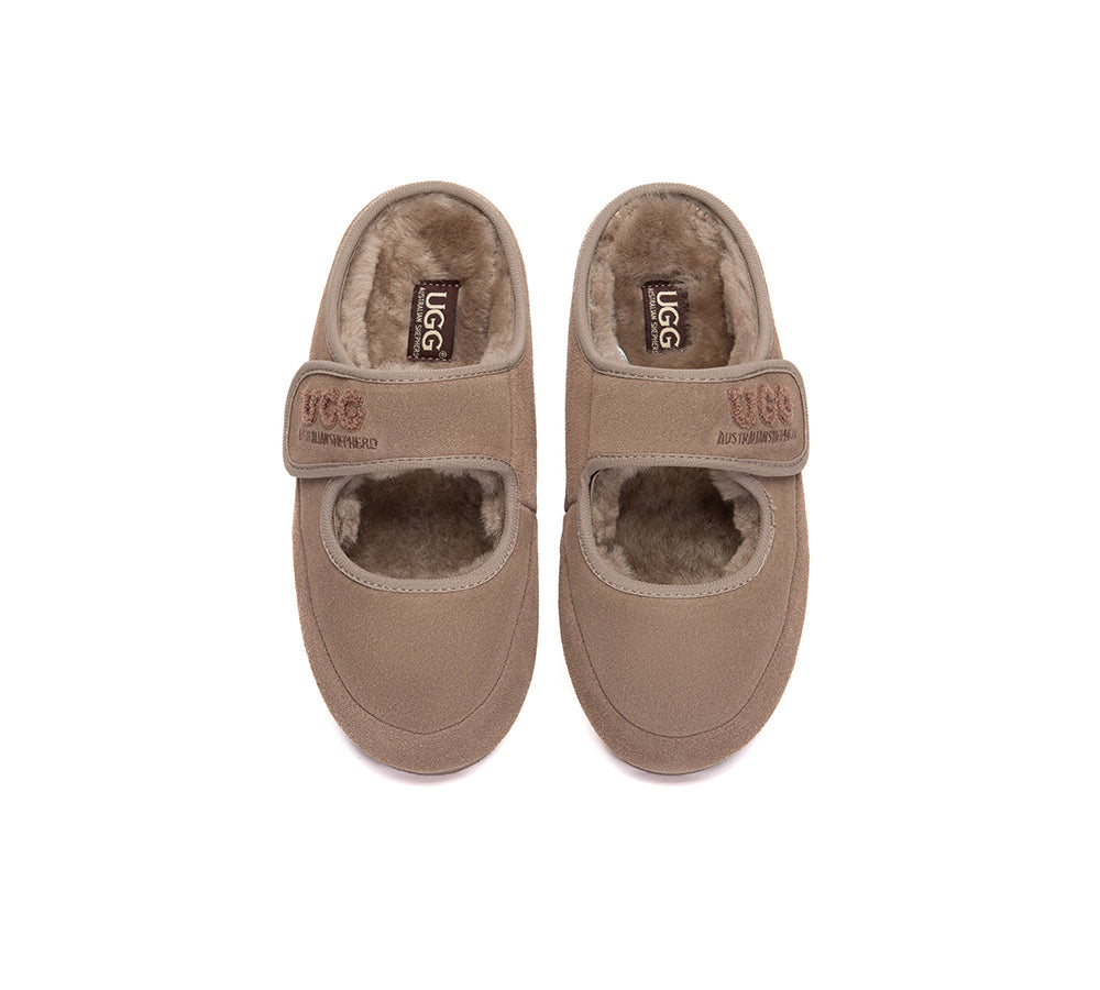 AUSTRALIAN SHEPHERD® UGG Slippers Sheepskin Wool Adjustable Strap Mary Jane Velly