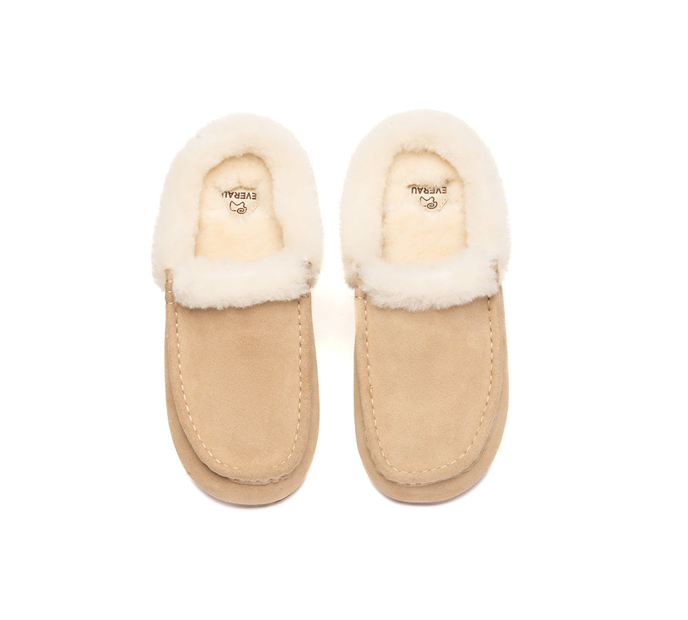 EVERAU® UGG Slippers Sheepskin Wool Ankle Moccasin Creago