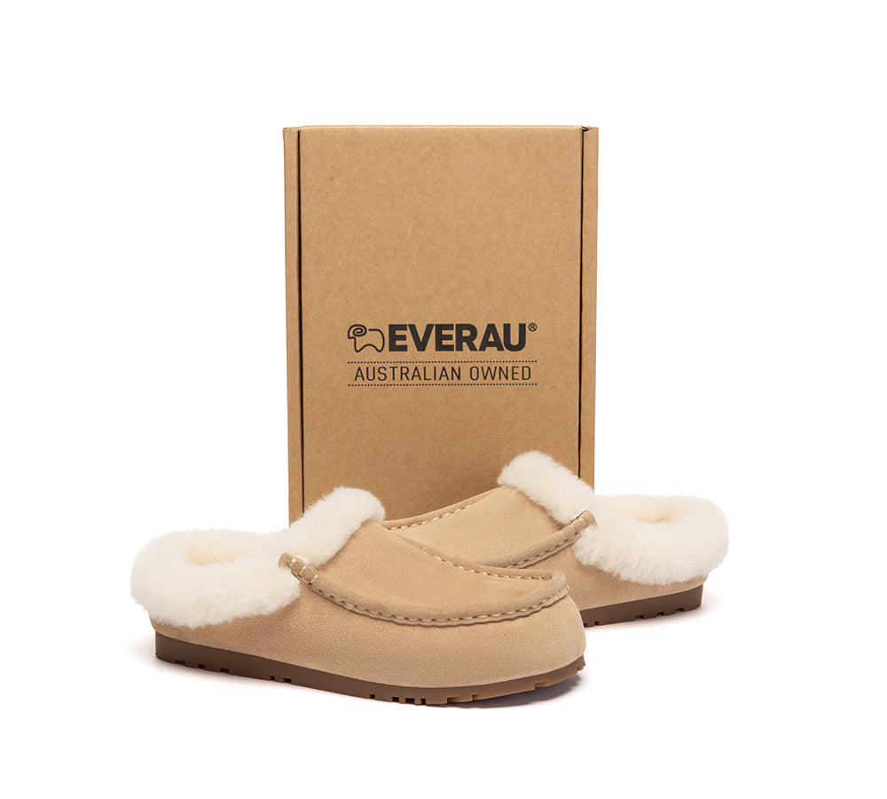 EVERAU® UGG Slippers Sheepskin Wool Ankle Moccasin Creago