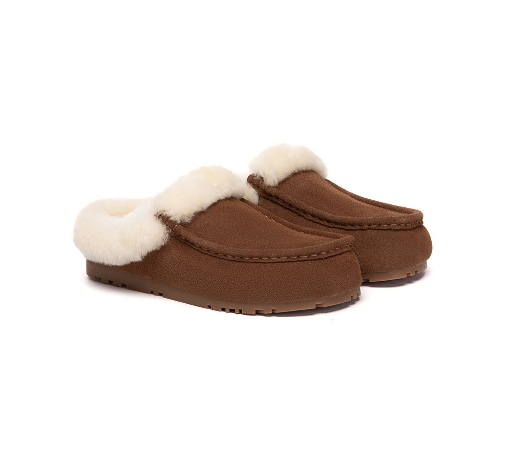 EVERAU® UGG Slippers Sheepskin Wool Ankle Moccasin Creago