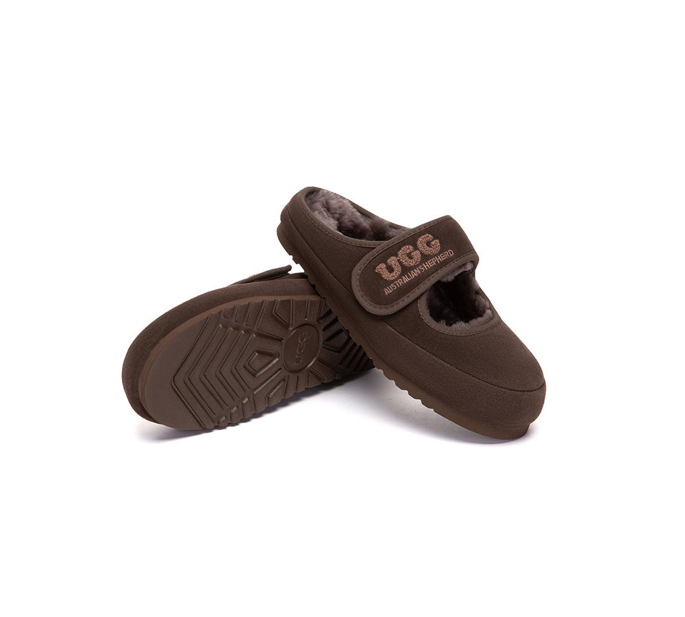 AUSTRALIAN SHEPHERD® UGG Slippers Sheepskin Wool Adjustable Strap Mary Jane Velly